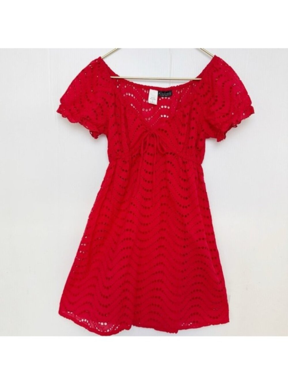La Blanca By Rod Beattie red Eyelet Swimsuit Cover-Up small